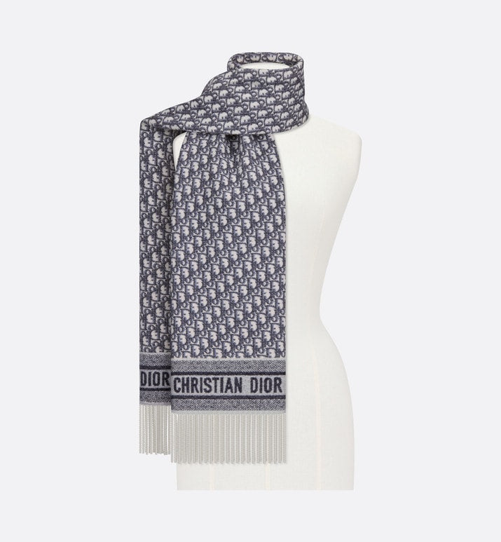 Dior Oblique Scarf • Navy Blue Cashmere