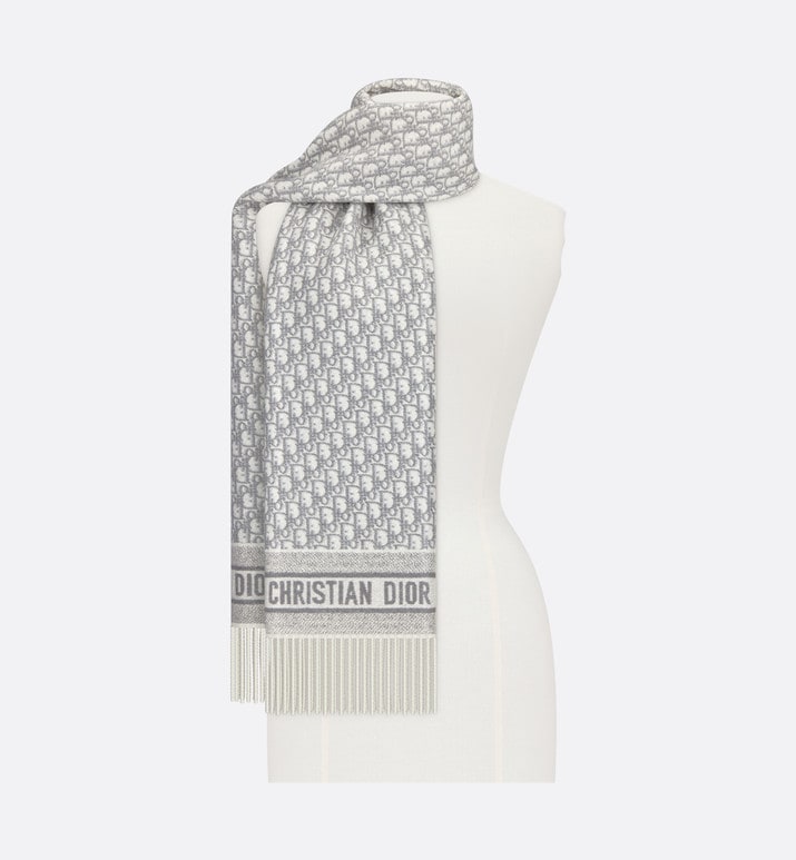 Dior Oblique Scarf • Gray Cashmere