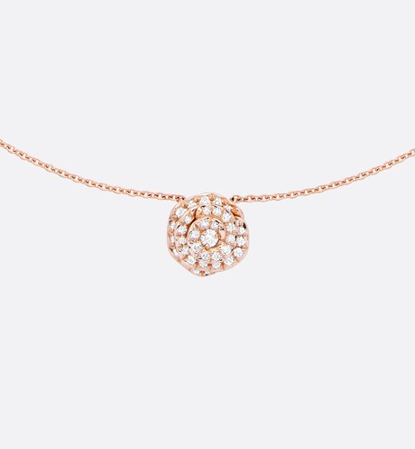 Large Rose Dior Couture Necklace • Pink Gold and Diamonds