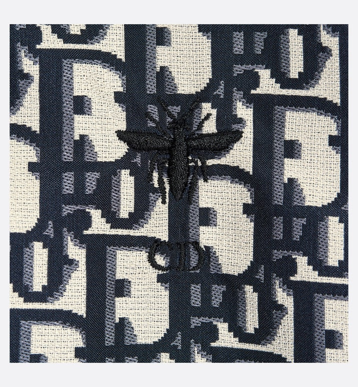 Waterproof Hooded Jacket • Blue Technical Taffeta Jacquard with Dior Oblique Motif