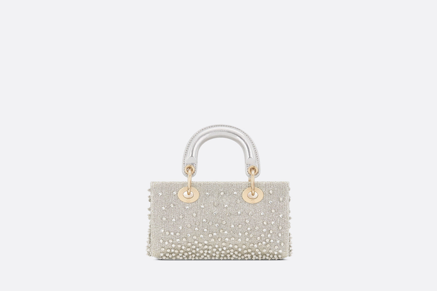 Lady D-Joy Micro Bag • Silver-Tone Satin with Gradient Bead Embroidery