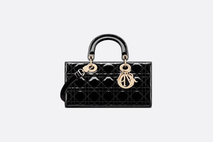 Medium Lady D-Joy Bag • Black Patent Cannage Calfskin