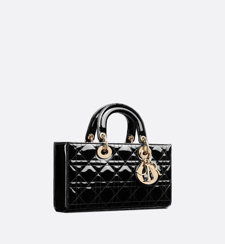 Medium Lady D-Joy Bag • Black Patent Cannage Calfskin