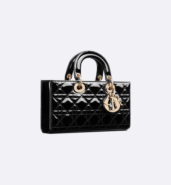 Medium Lady D-Joy Bag • Black Patent Cannage Calfskin