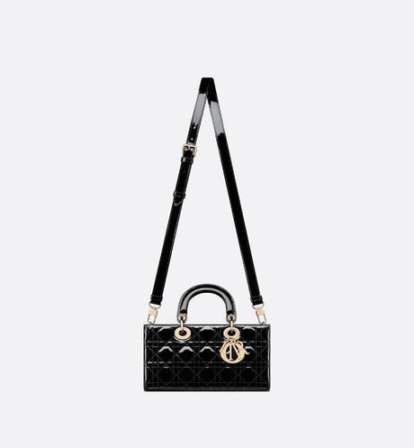 Medium Lady D-Joy Bag • Black Patent Cannage Calfskin