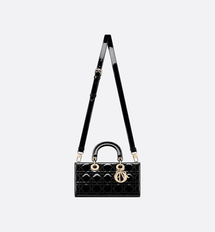 Medium Lady D-Joy Bag • Black Patent Cannage Calfskin