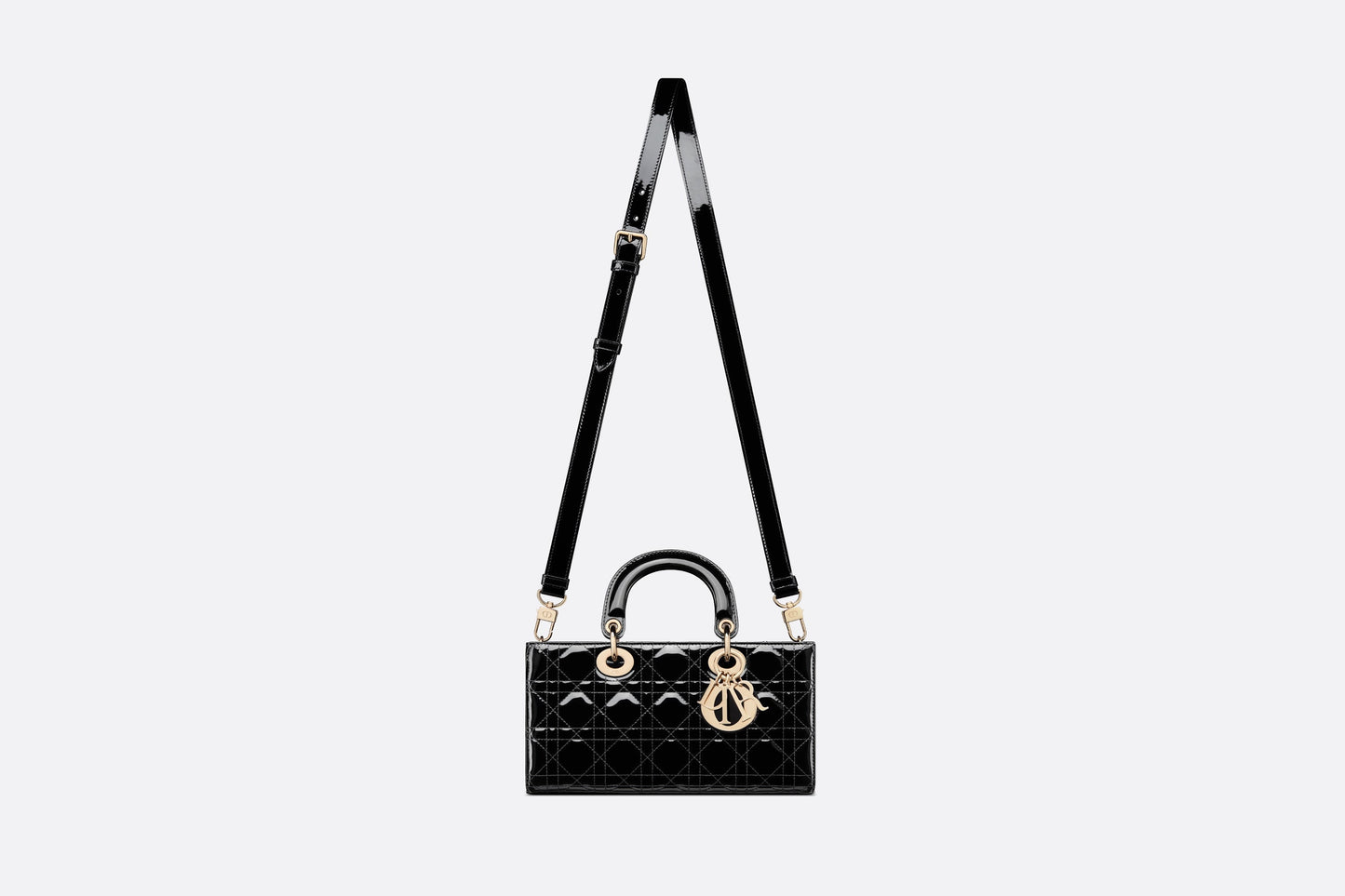 Medium Lady D-Joy Bag • Black Patent Cannage Calfskin