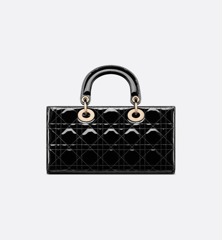 Medium Lady D-Joy Bag • Black Patent Cannage Calfskin