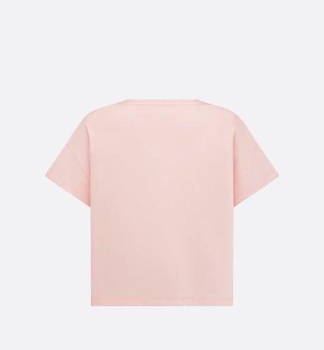 Kid's T-Shirt • Pale Pink Cotton Jersey with Pale Gold-Tone Cannage Motif