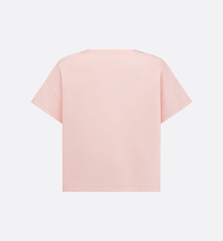 Kid's T-Shirt • Pale Pink Cotton Jersey with Pale Gold-Tone Cannage Motif