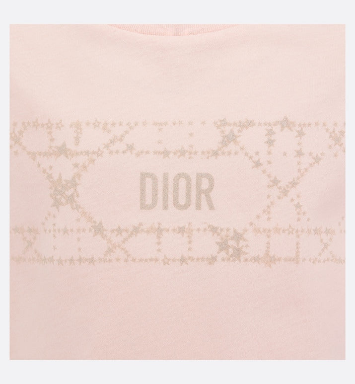 Kid's T-Shirt • Pale Pink Cotton Jersey with Pale Gold-Tone Cannage Motif