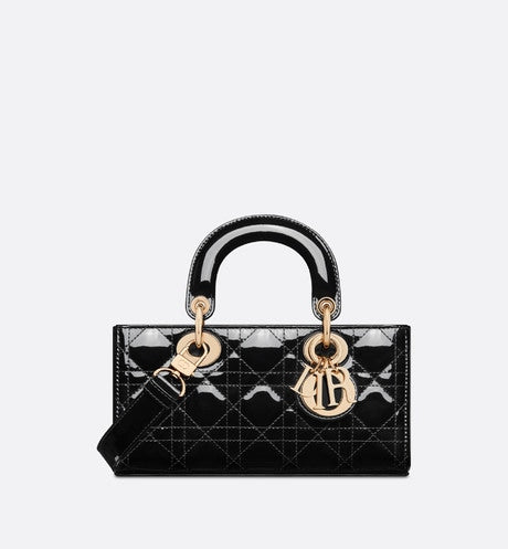 Small Lady D-Joy Bag • Black Patent Cannage Calfskin