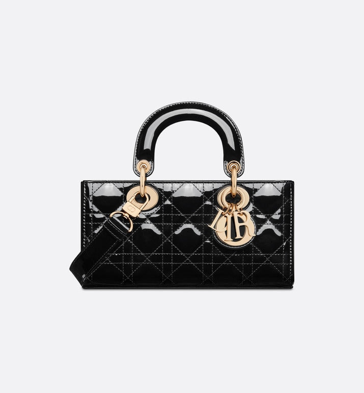 Small Lady D-Joy Bag • Black Patent Cannage Calfskin
