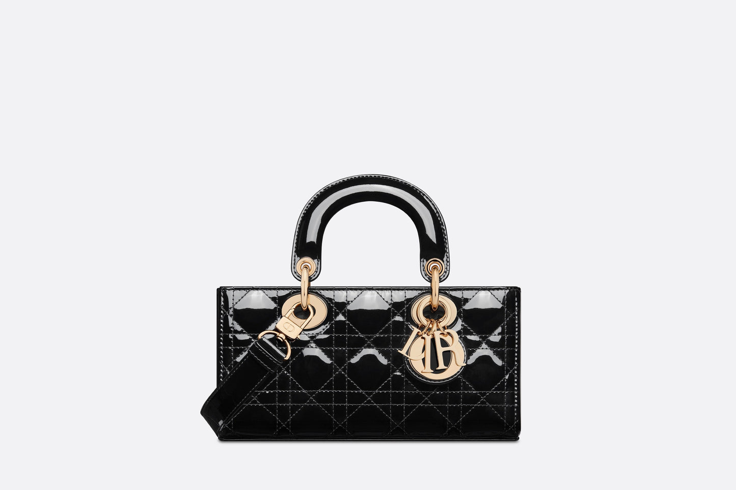 Small Lady D-Joy Bag • Black Patent Cannage Calfskin