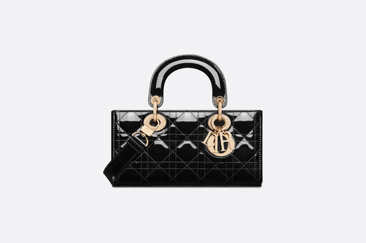 Small Lady D-Joy Bag • Black Patent Cannage Calfskin