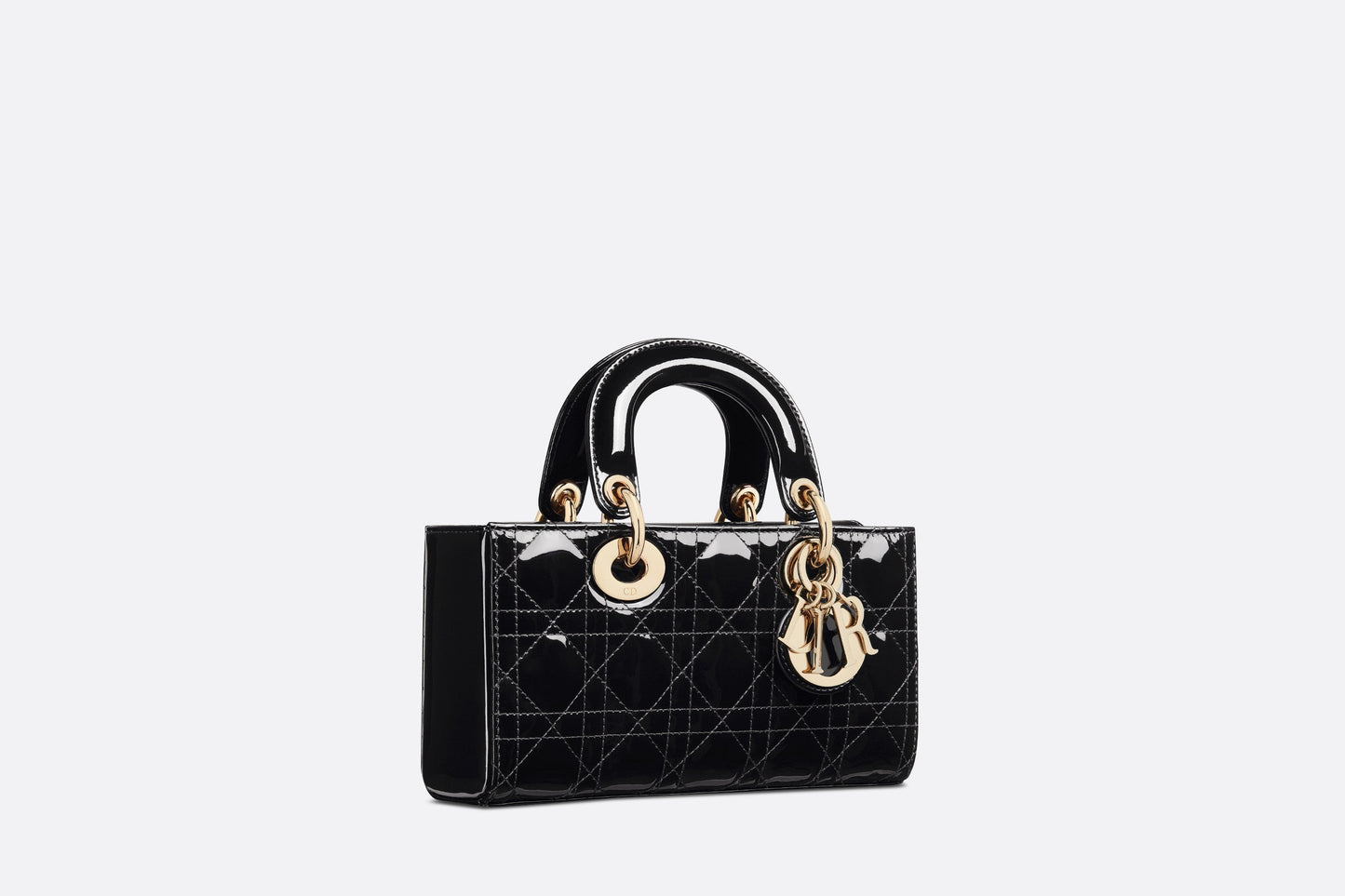 Small Lady D-Joy Bag • Black Patent Cannage Calfskin