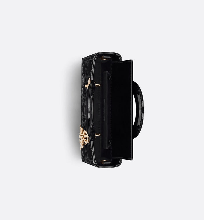 Small Lady D-Joy Bag • Black Patent Cannage Calfskin