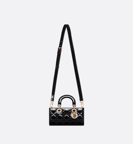 Small Lady D-Joy Bag • Black Patent Cannage Calfskin
