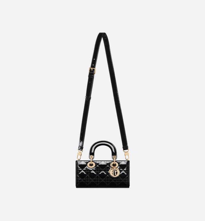 Small Lady D-Joy Bag • Black Patent Cannage Calfskin