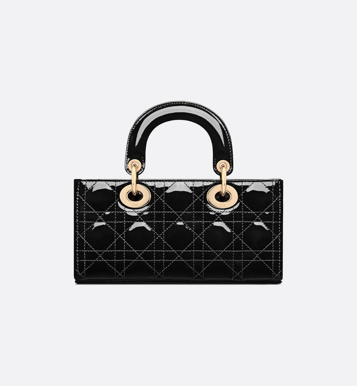 Small Lady D-Joy Bag • Black Patent Cannage Calfskin