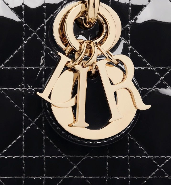 Small Lady D-Joy Bag • Black Patent Cannage Calfskin