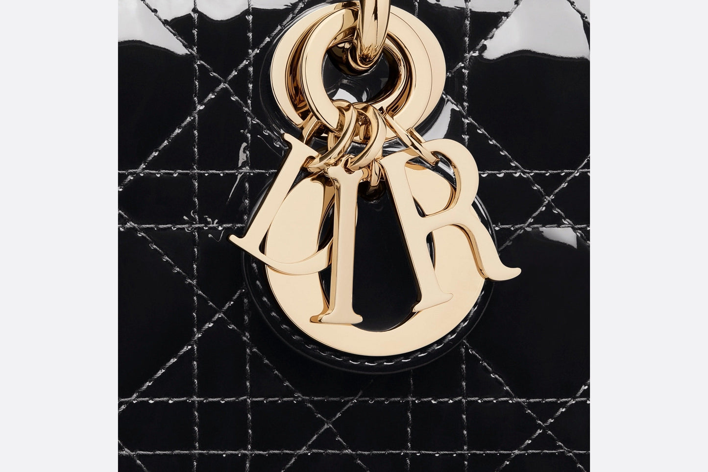 Small Lady D-Joy Bag • Black Patent Cannage Calfskin