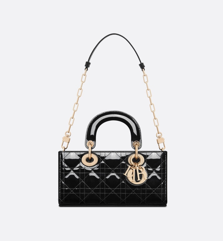 Small Lady D-Joy Bag • Black Patent Cannage Calfskin