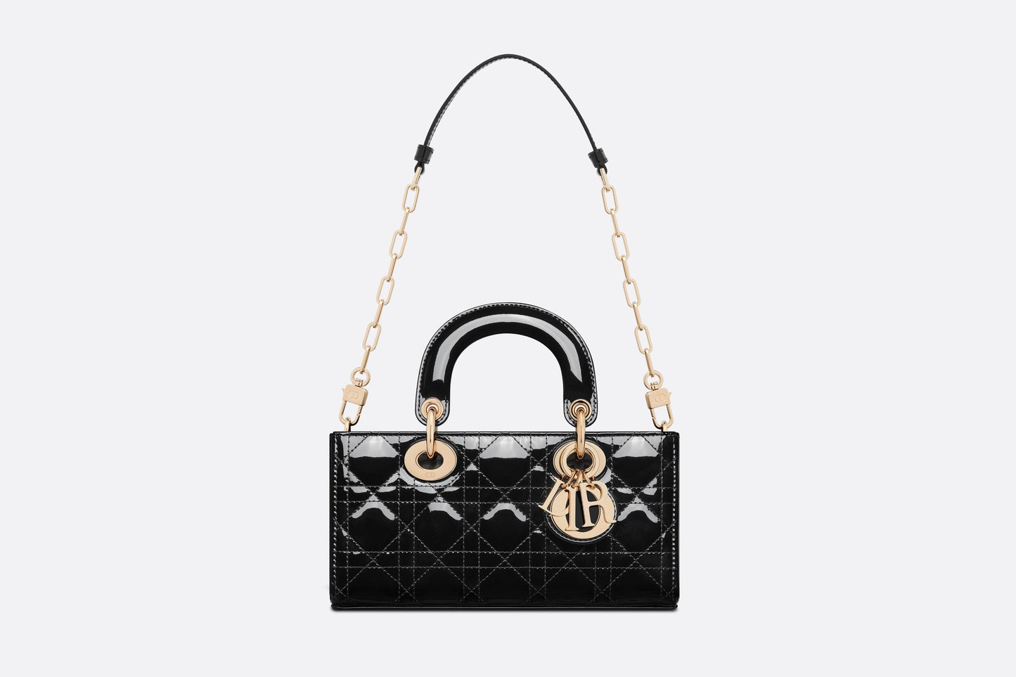 Small Lady D-Joy Bag • Black Patent Cannage Calfskin