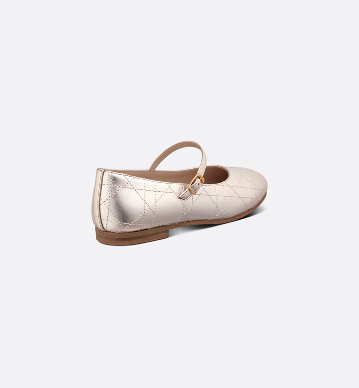 Kid's Ballet Flat • Gold-Tone Cannage Calfskin
