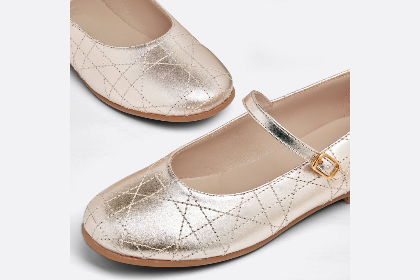 Kid's Ballet Flat • Gold-Tone Cannage Calfskin