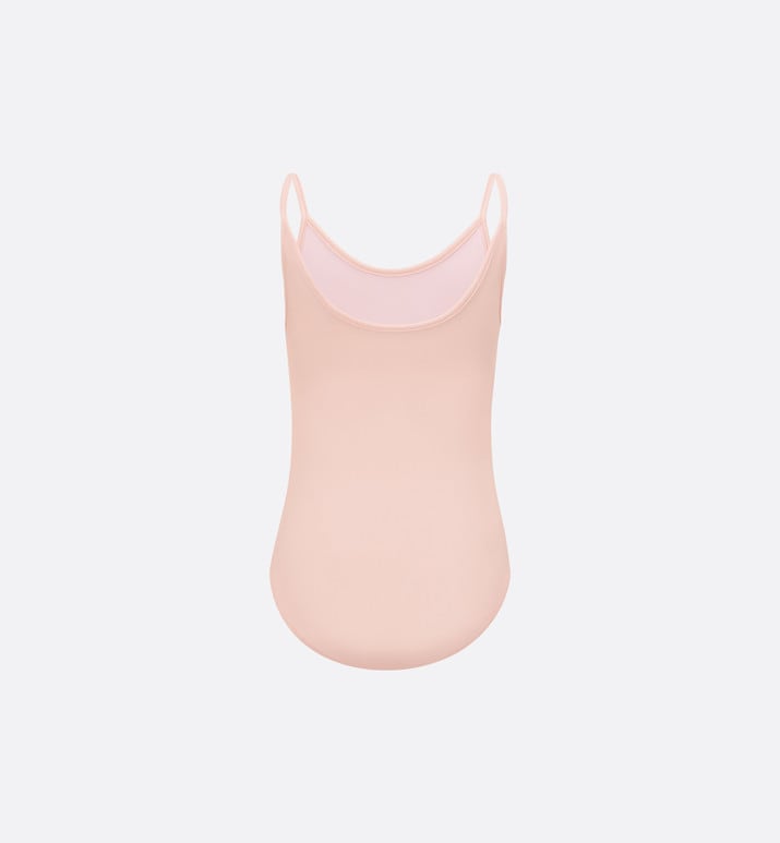 Kid's One-Piece Swimsuit • Pale Pink Technical Fabric with Pale Gold-Tone Cannage Motif