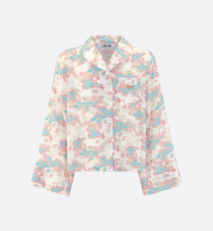 Kid's Shirt • Ivory Technical Voile with Pink and Turquoise Floral Print