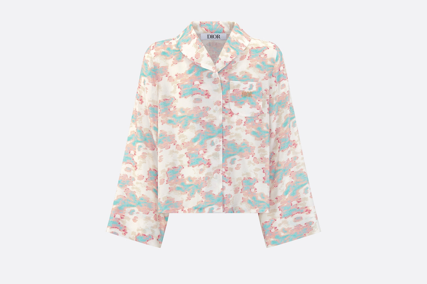 Kid's Shirt • Ivory Technical Voile with Pink and Turquoise Floral Print