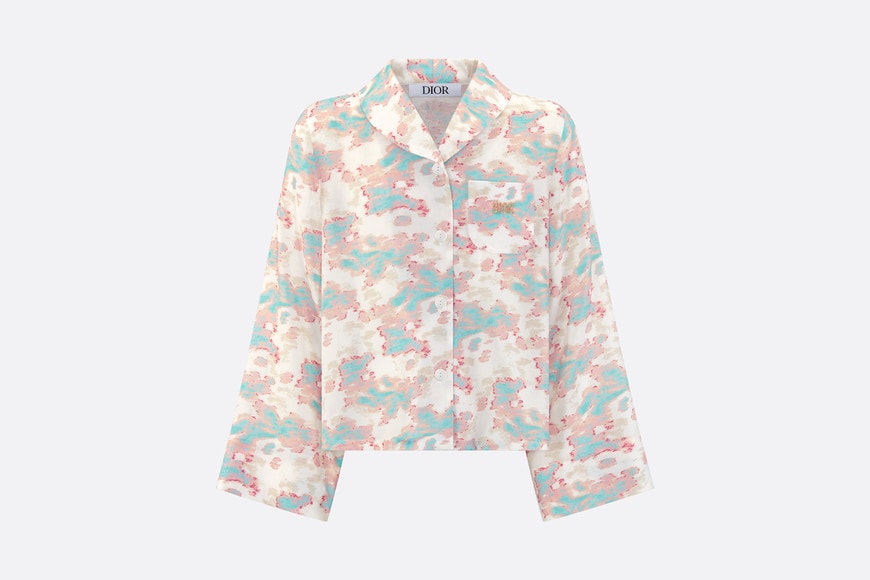Kid's Shirt • Ivory Technical Voile with Pink and Turquoise Floral Print