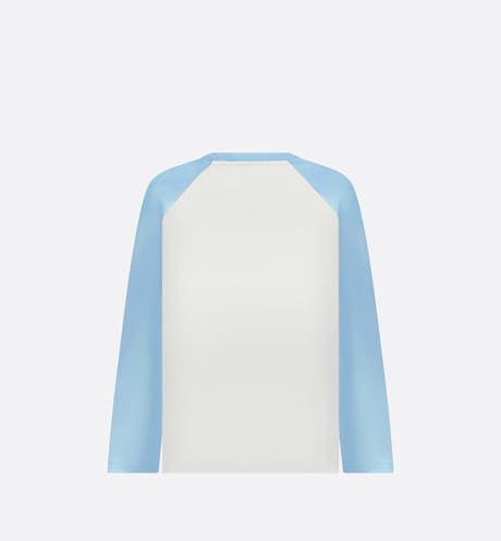 Kid's Long-Sleeved T-Shirt • Ivory and Sky Blue Cotton Jersey