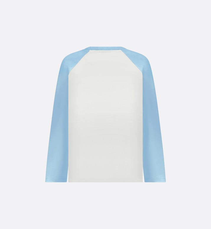 Kid's Long-Sleeved T-Shirt • Ivory and Sky Blue Cotton Jersey