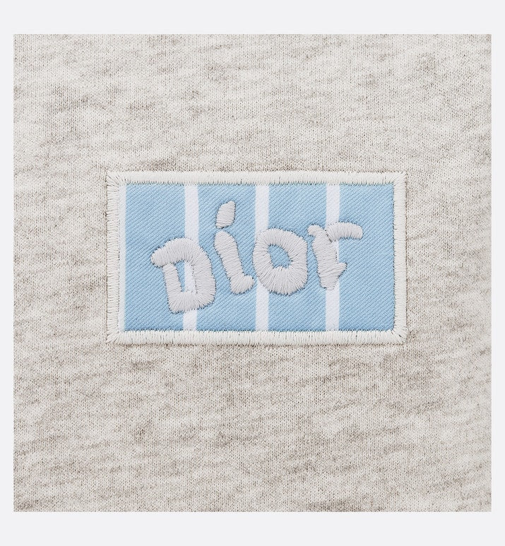 Kid's Polo Shirt • Heathered Gray Cotton Jersey and White Cotton Poplin with Sky Blue Stripes