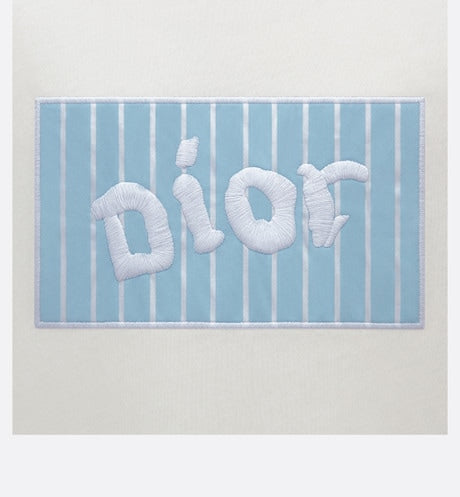 Kid's Long-Sleeved T-Shirt • Ivory and Sky Blue Cotton Jersey