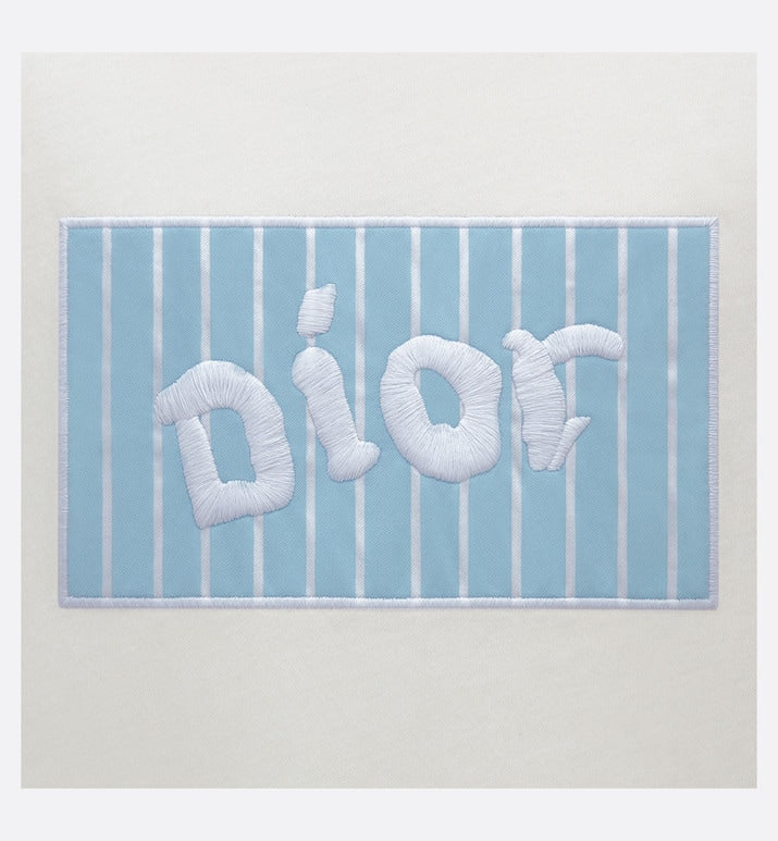 Kid's Long-Sleeved T-Shirt • Ivory and Sky Blue Cotton Jersey