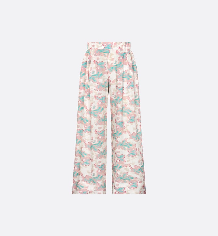 Kid's Loose Pants • Ivory Technical Voile with Pink and Turquoise Floral Print