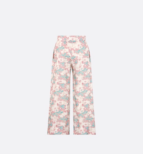 Kid's Loose Pants • Ivory Technical Voile with Pink and Turquoise Floral Print