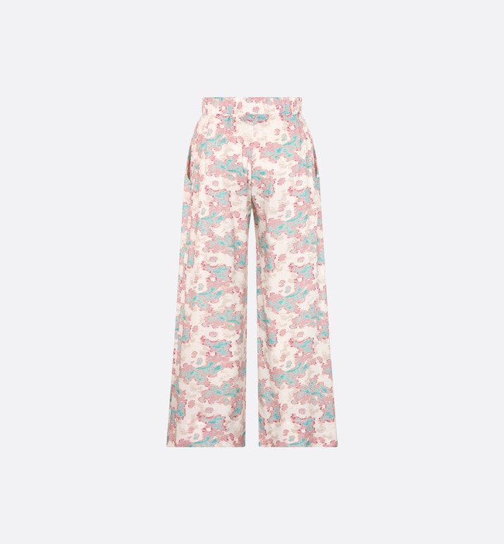 Kid's Loose Pants • Ivory Technical Voile with Pink and Turquoise Floral Print