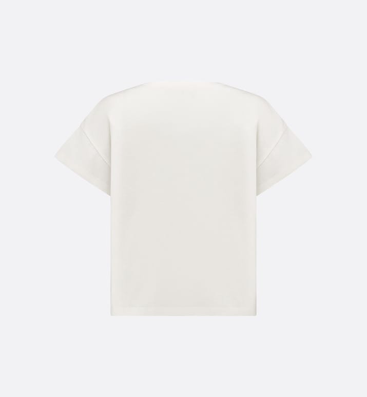 Kid's T-Shirt • Ivory Cotton Jersey with Pale Gold-Tone Cannage Motif