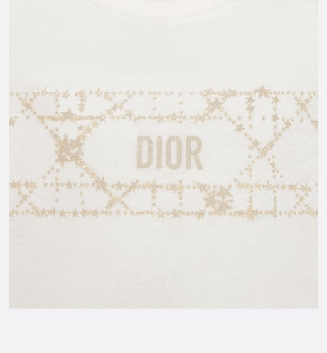 Kid's T-Shirt • Ivory Cotton Jersey with Pale Gold-Tone Cannage Motif