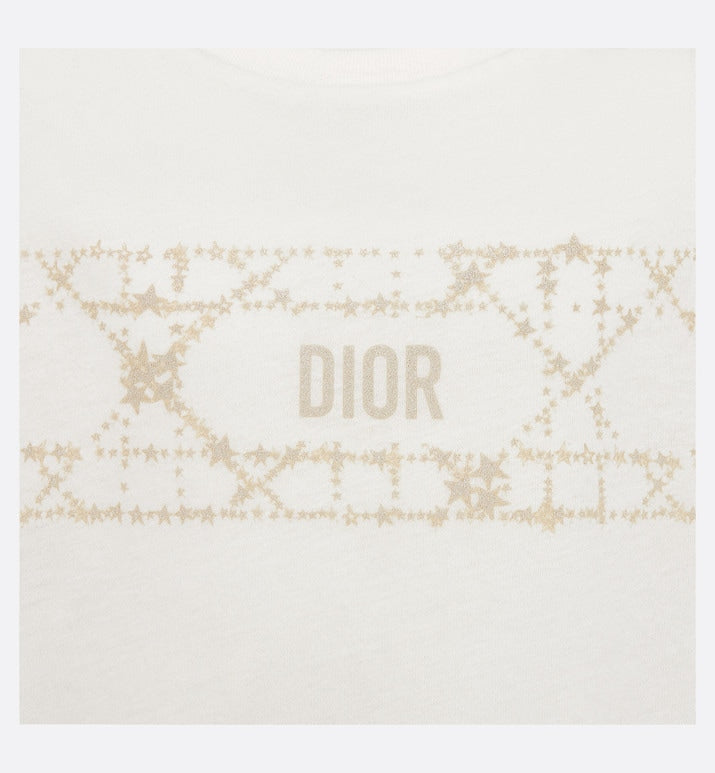 Kid's T-Shirt • Ivory Cotton Jersey with Pale Gold-Tone Cannage Motif