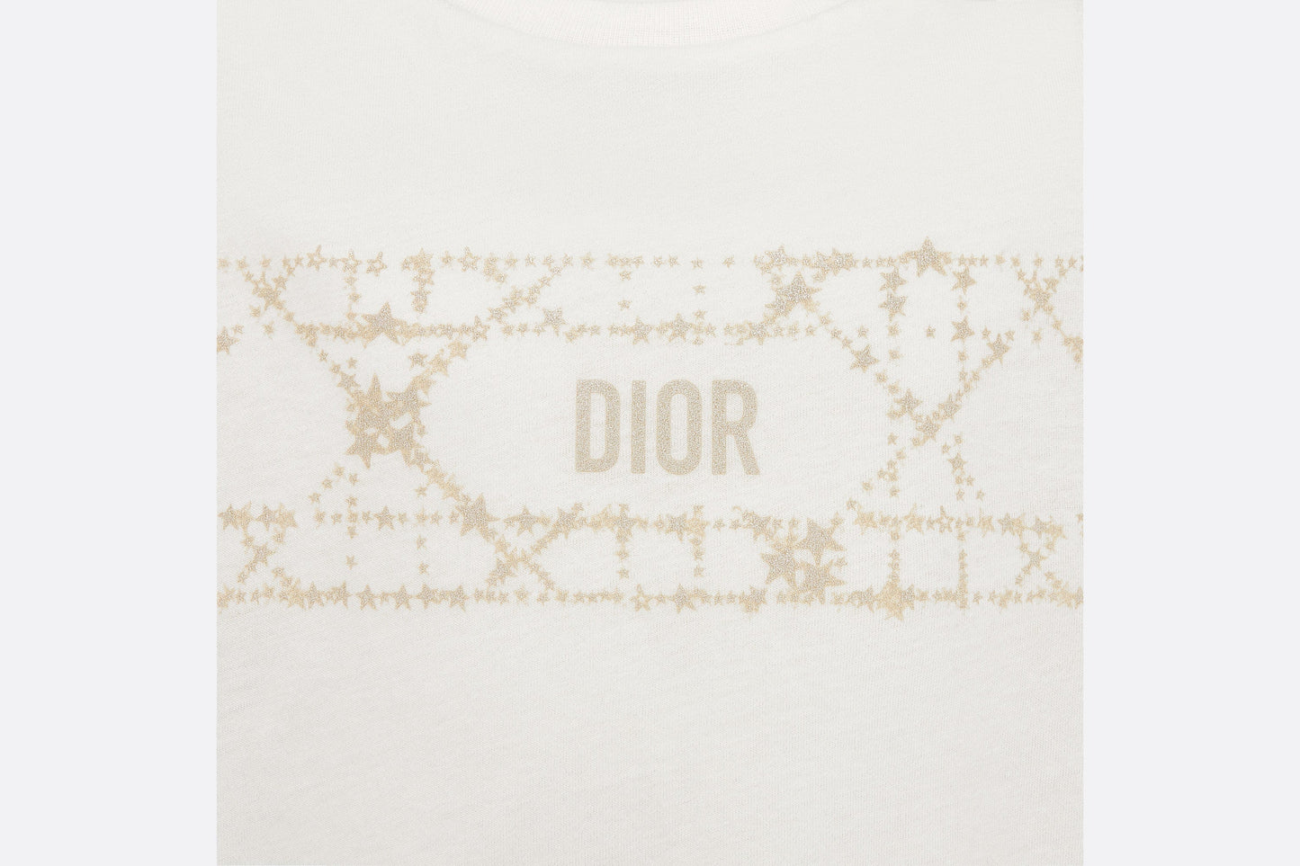 Kid's T-Shirt • Ivory Cotton Jersey with Pale Gold-Tone Cannage Motif
