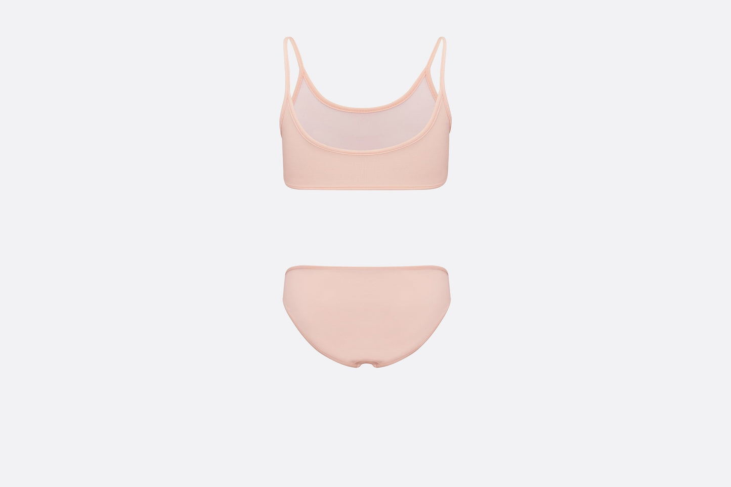 Kid's Two-Piece Swimsuit • Pale Pink Technical Fabric with Pale Gold-Tone Cannage Motif