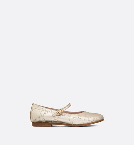 Kid's Ballet Flat • Gold-Tone Cannage Calfskin