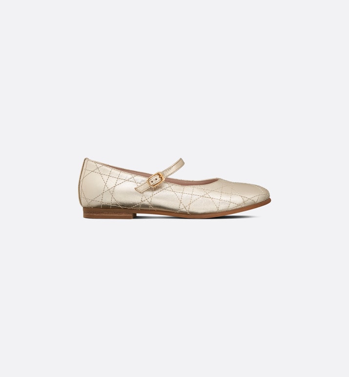 Kid's Ballet Flat • Gold-Tone Cannage Calfskin
