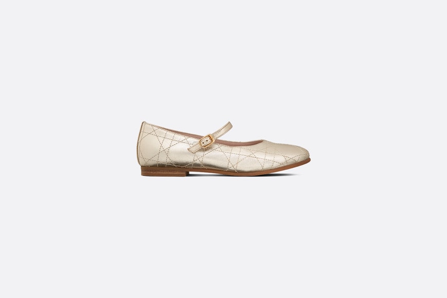 Kid's Ballet Flat • Gold-Tone Cannage Calfskin